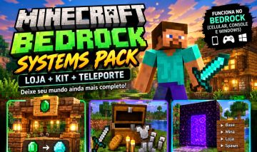 Minecraft Bedrock Pack de Comandos | Loja, Kit e Teleporte