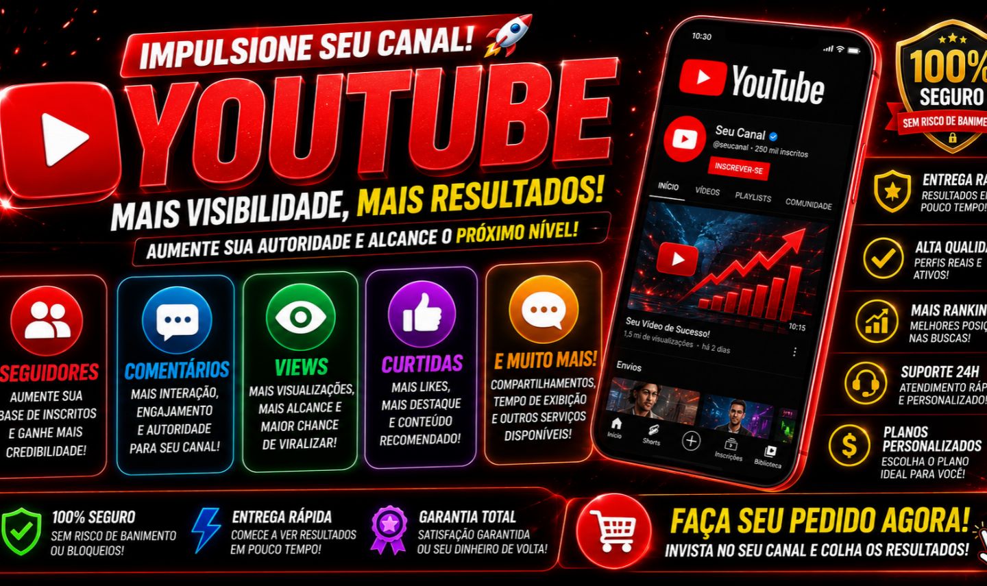 Youtube [ inscritos, curtidas, VIEWS, comentários e plano PREMIUM]