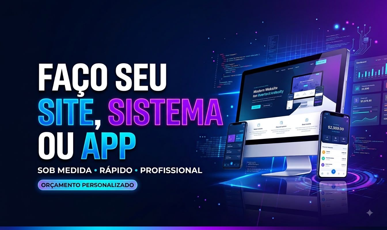 FAÇO SEU SITE, SISTEMA OU APP SOB MEDIDA | PREÇO ACESSÍVEL