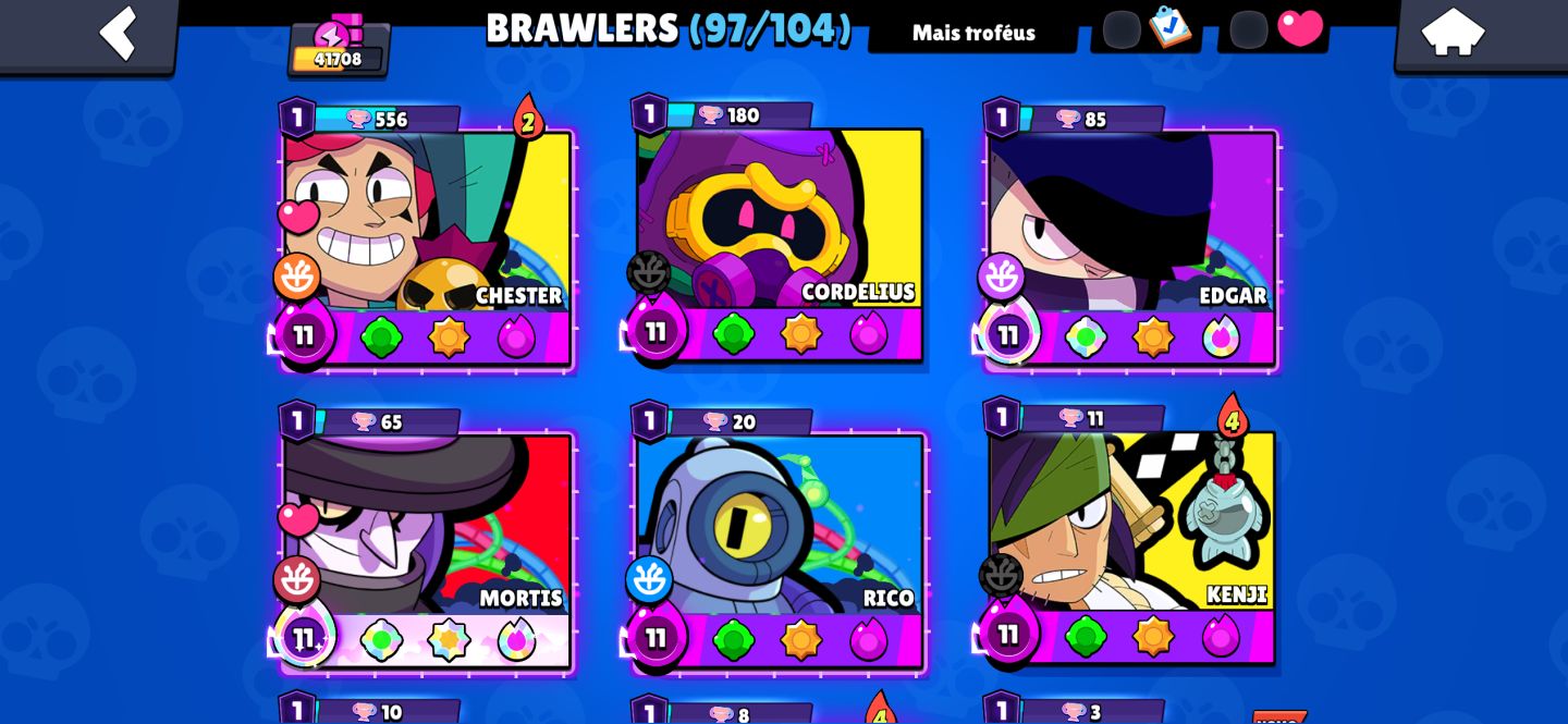 Conta de Brawl Stars super upada e cheia de skin mítica e lendária