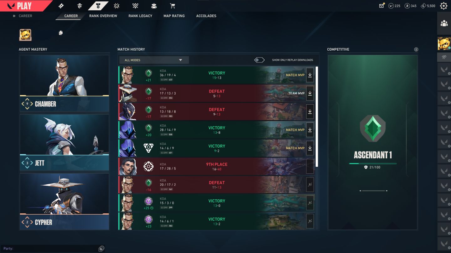 Conta Ascendente com várias skins e ótimo MMR - FULL ACESSO