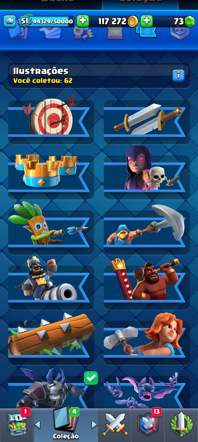 Conta clash royale muito upada várias cartas nível 15 e 14