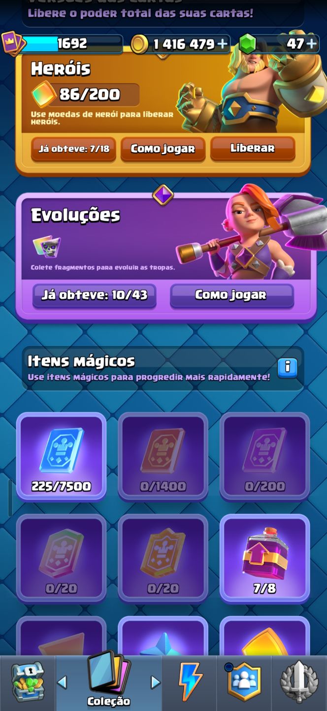 CONTA CLASH ROYALE 1 MILHÃO DE OURO - 10 ANOS - 10K TROFÉUS