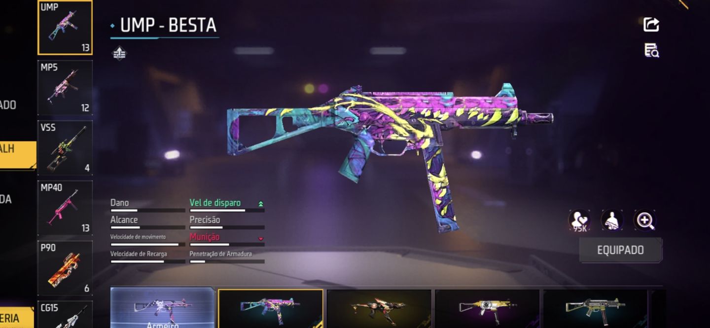 CONTA DE FREE FIRE GEMADA COM UMP ROXA