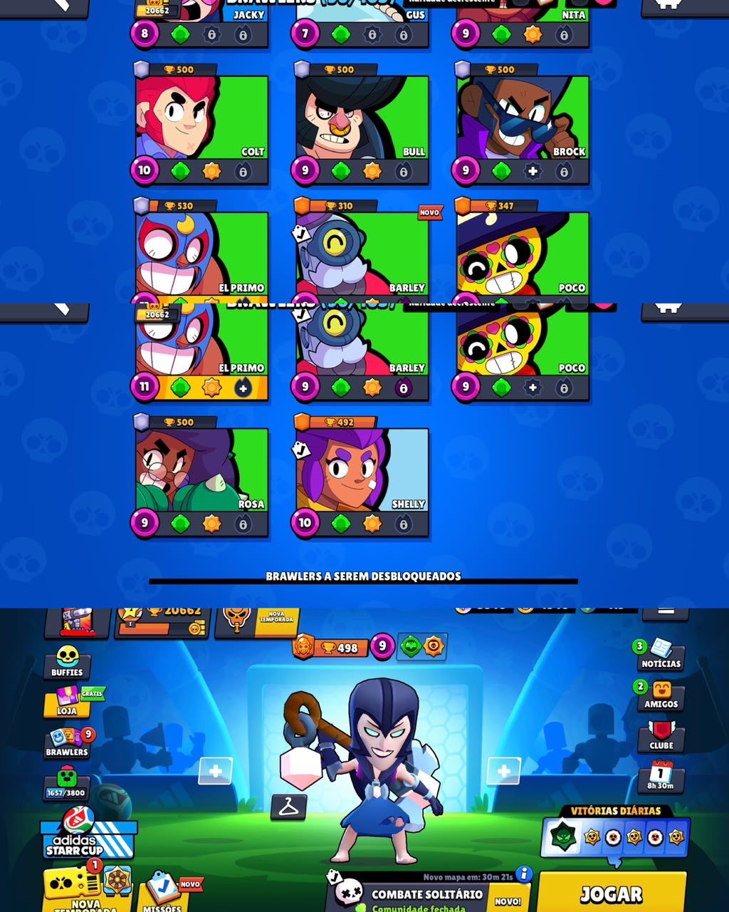 BARATO] CONTA DE BRAWL STARS | 20K DE TROFÉUS |56 BRAWLERS + 3 LENDARIOS