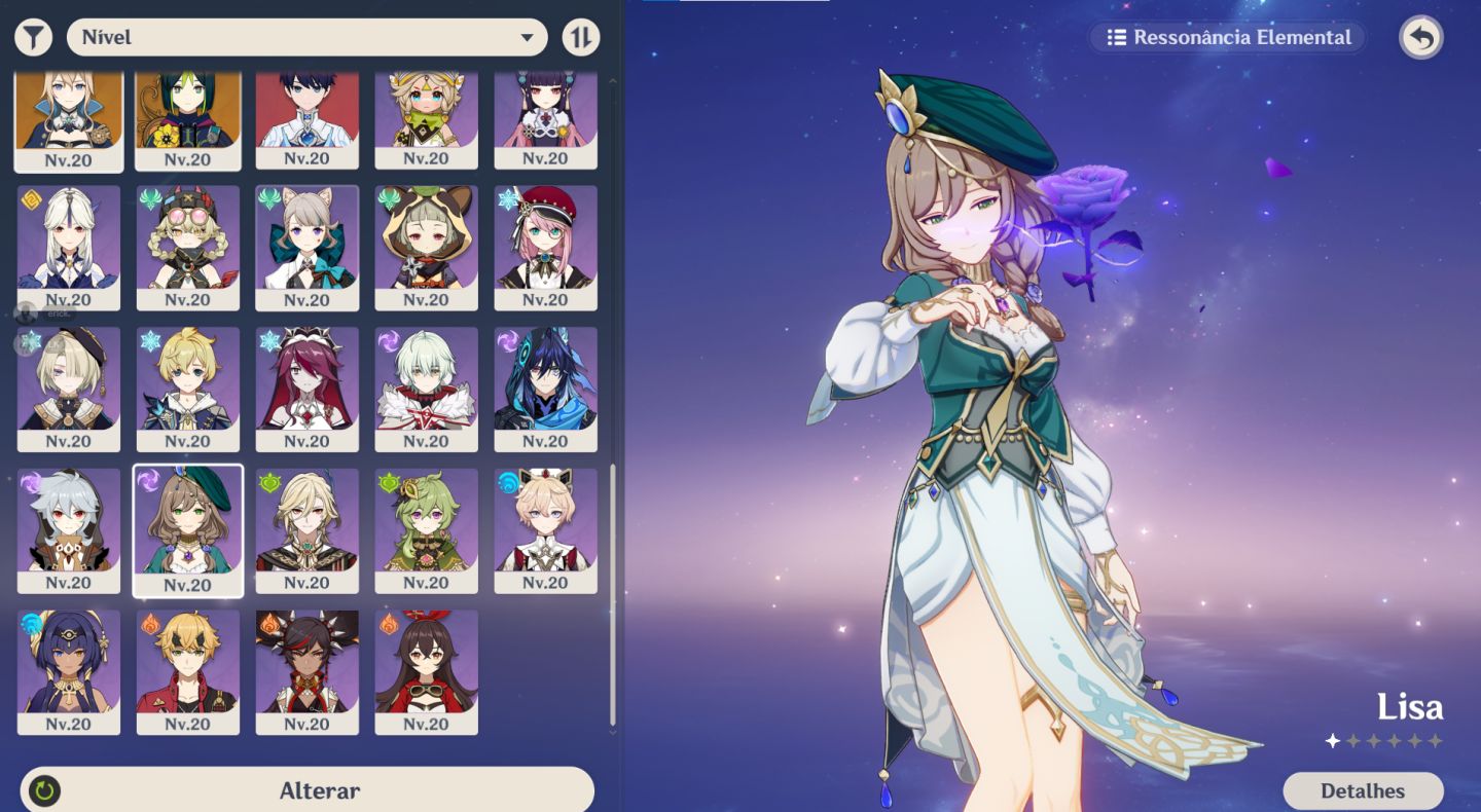CONTA GENSHIN IMPACT AR 57 | 17 PERSONAGENS 5 | VÁRIOS LV. 90