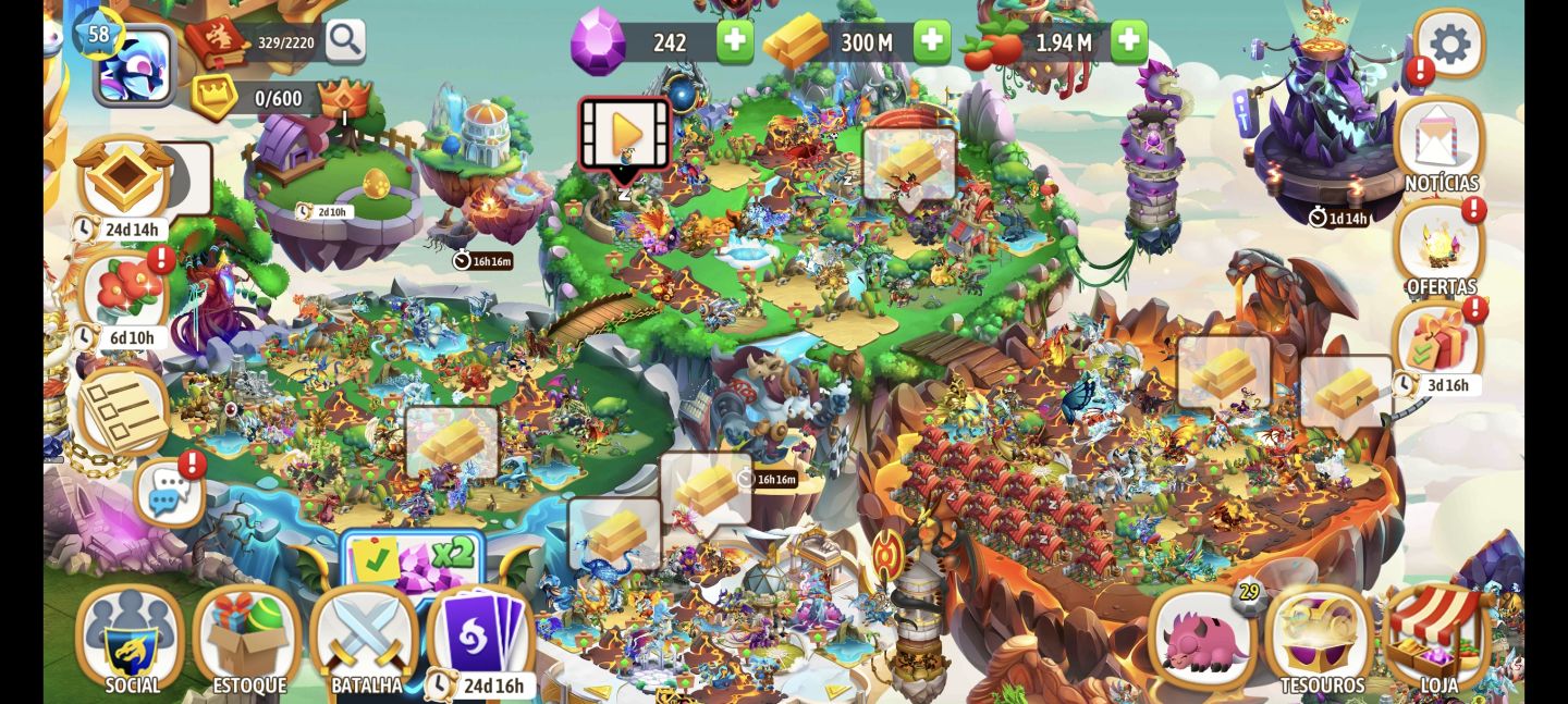 Conta dragon city lvl 58 + heroicos