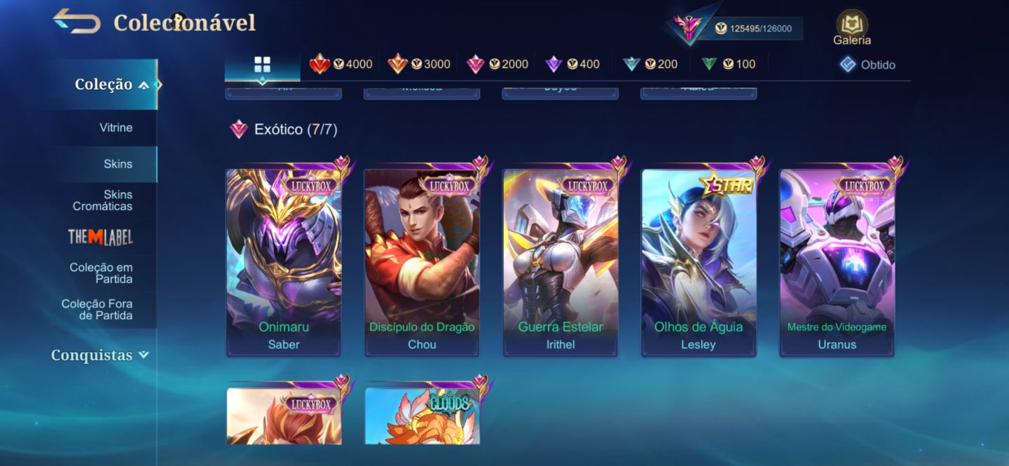 Conta MLBB | 326 Skins, Freya Lenda + Collabs (JJK, AOT, Naruto, HxH)
