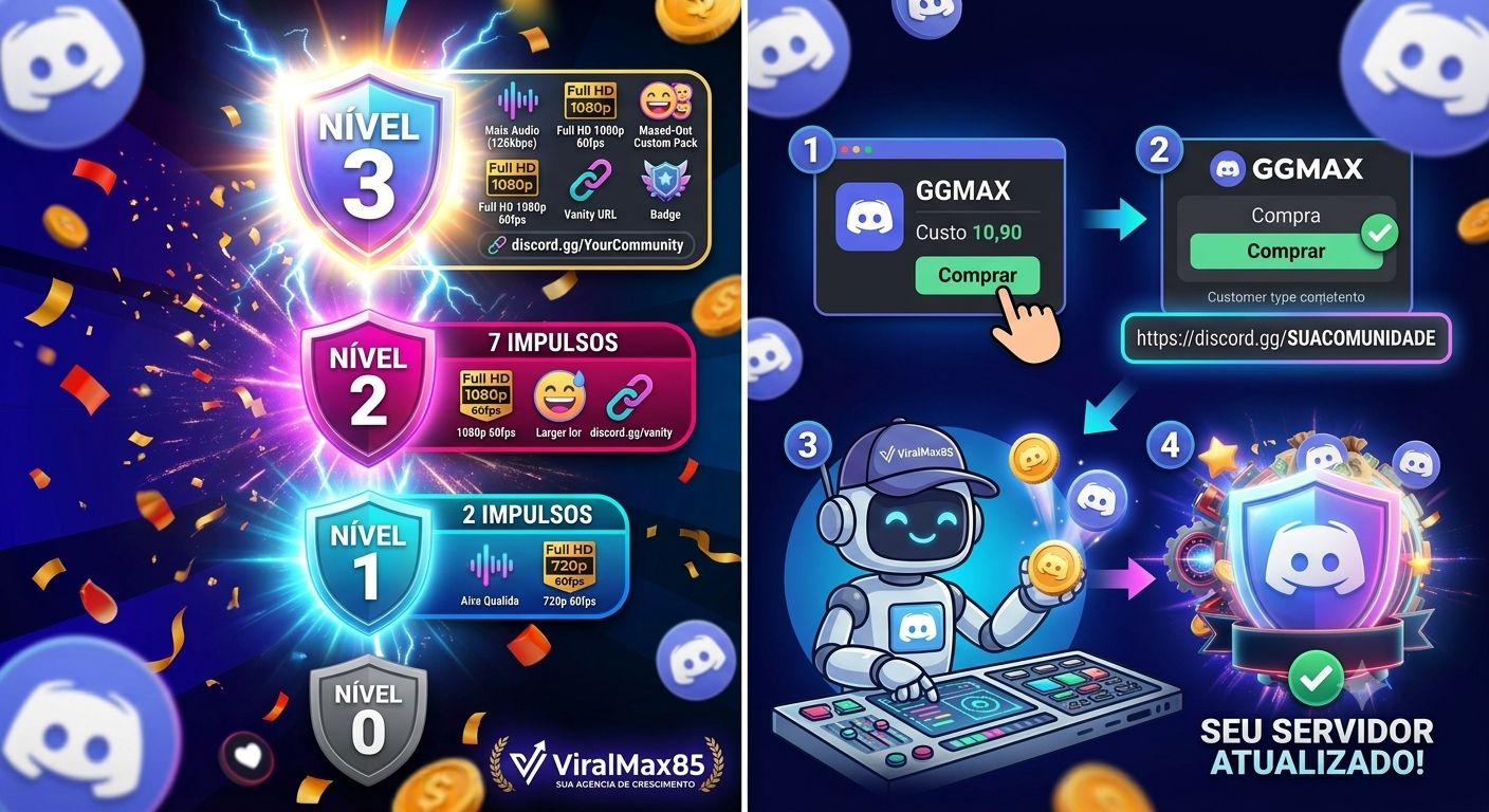 DISCORD - IMPULSOS DE SERVIDOR (SERVER BOOSTS) | NÍVEL 1, 2 E 3 30 DIAS