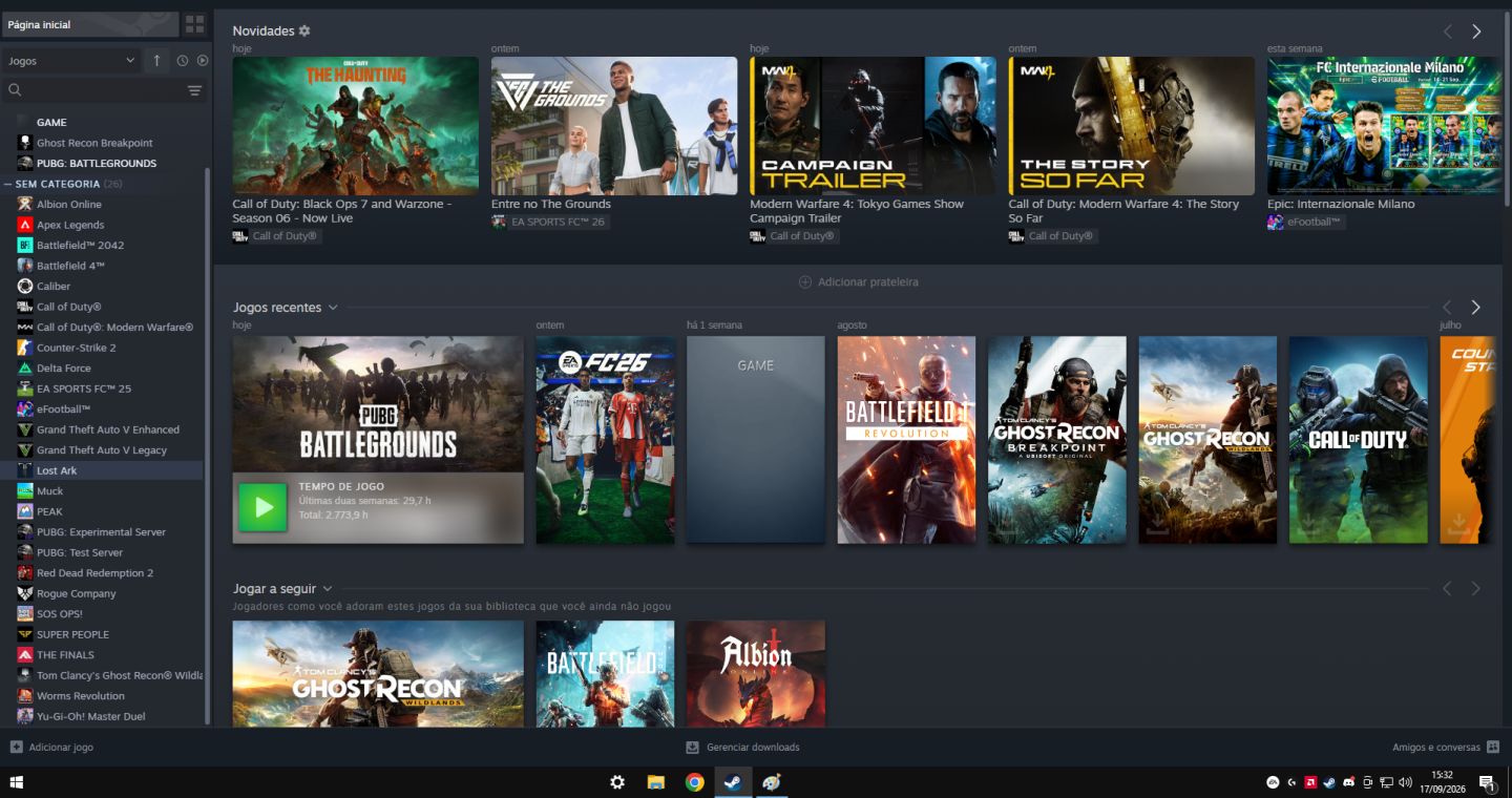 Conta STEAM - PUBG (5 PROG. + COMP.) - RED DEAD 2 - COD MW - BF 1, 4, 2042 e ETC