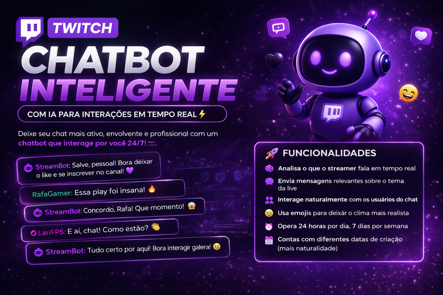 TWITCH - IA Chatbot com Respostas Rápidas e Interação em Tempo Real