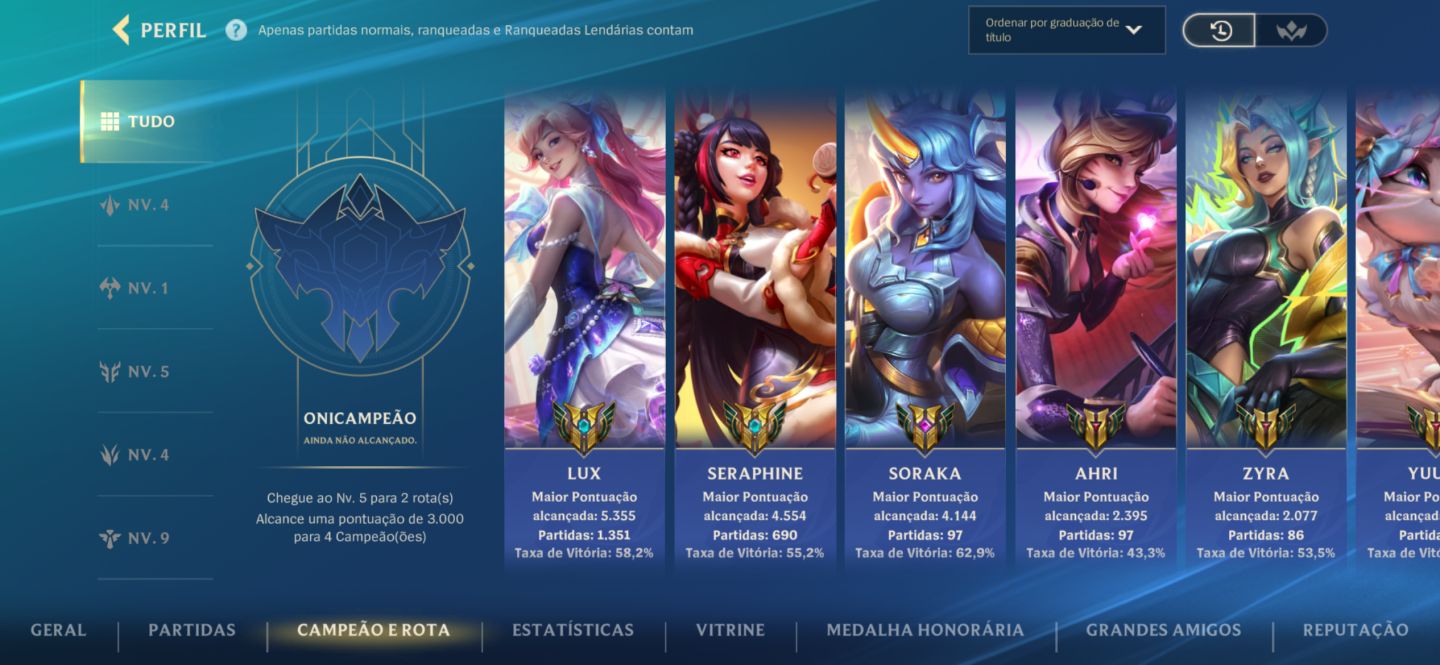 CONTA WILD RIFT COM SKIN PRESTÍGIO E CROMAS MÍTICOS + 180 SKIN TOTAIS