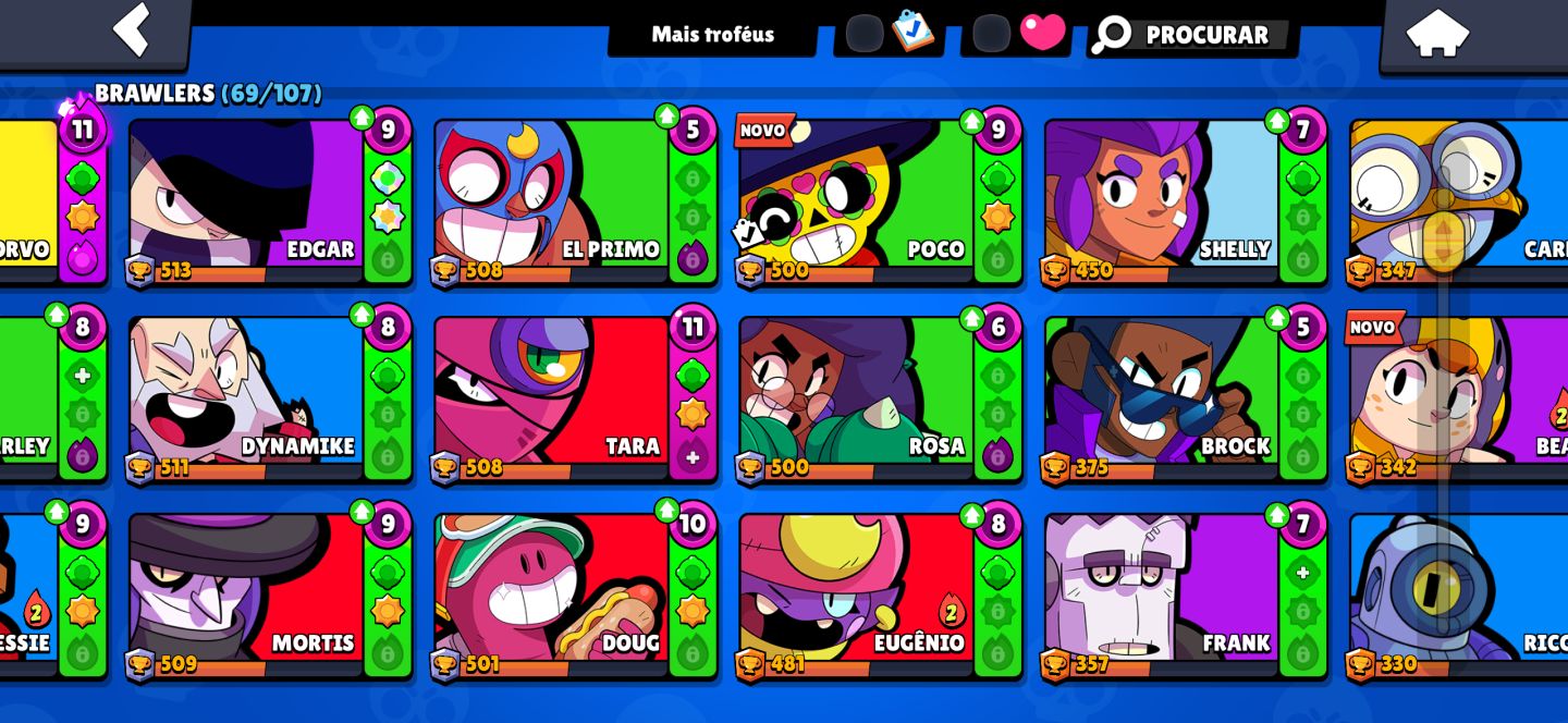 CONTA BRAWL STARS 69/109 BRAWLERS PRATICAMENTE TODAS AS SKINS FULL ACESSO