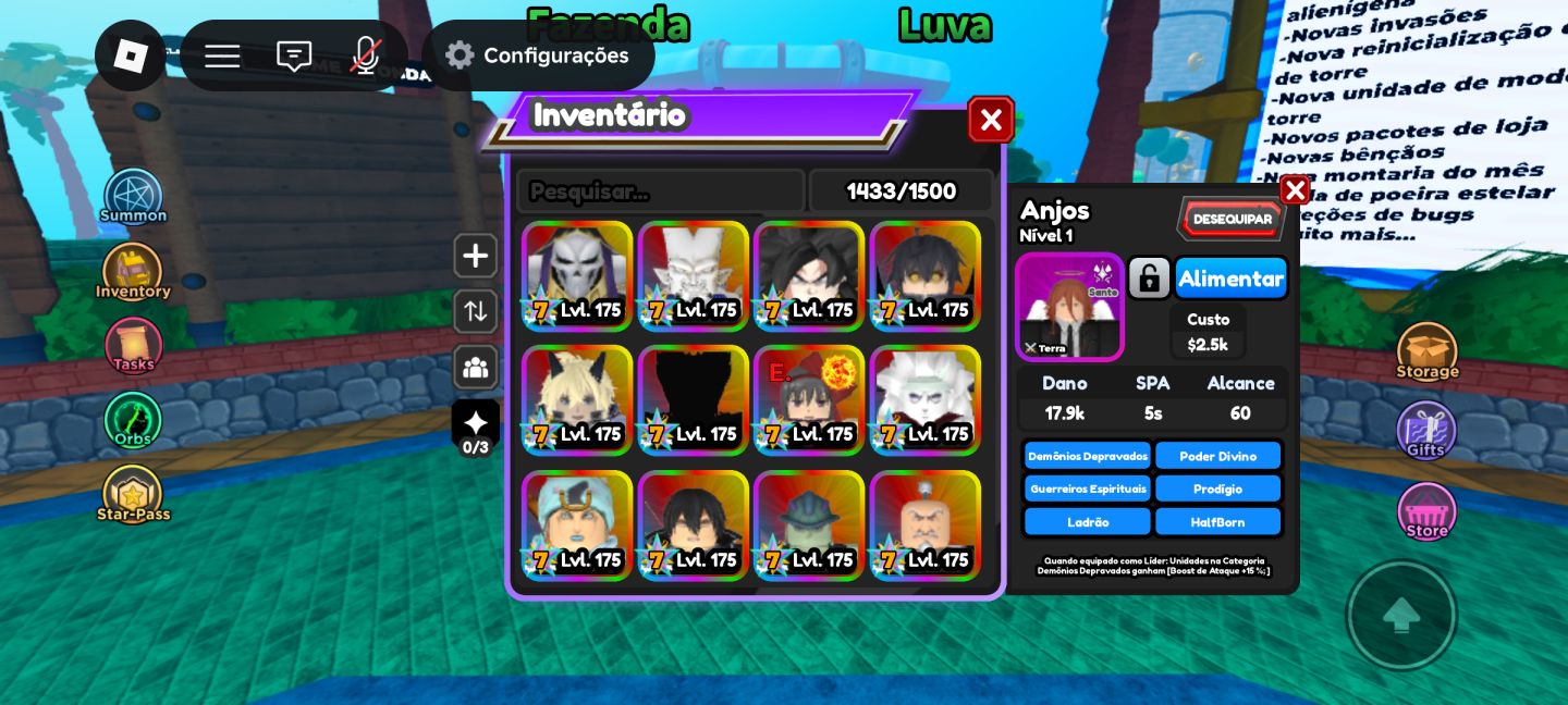 34 personagens 7 estrelas Conta ALL Star Tower Defense Roblox