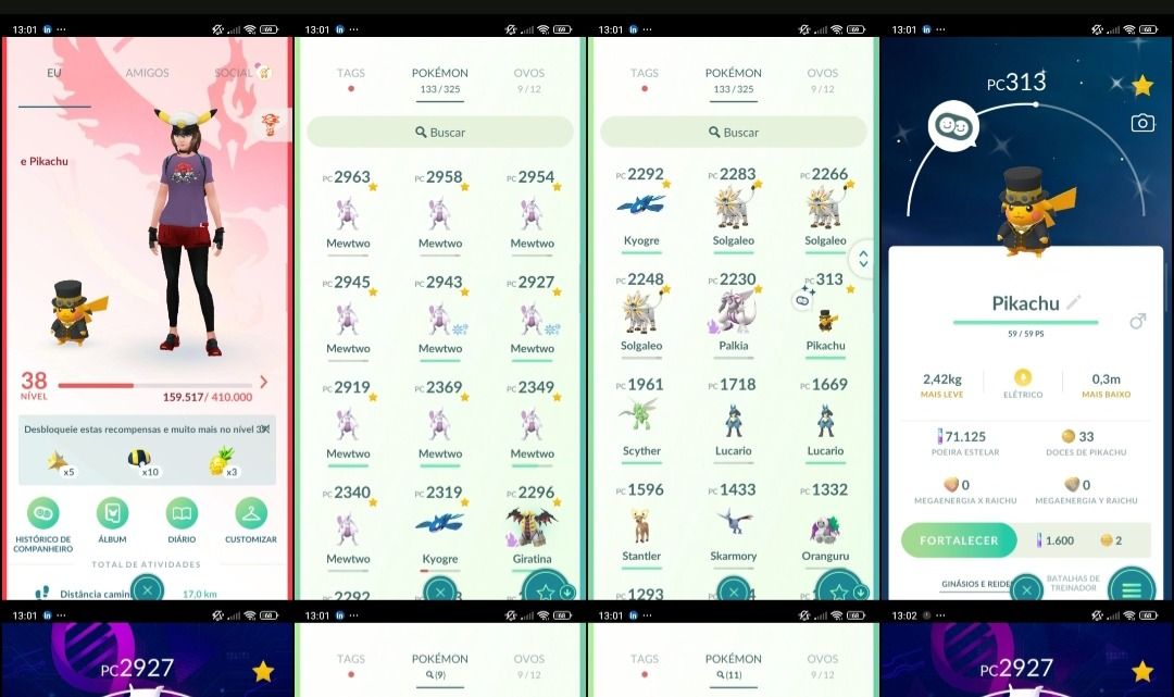 Pokémon GO Lv.38 | 10 Mewtwo | Pikachu Shiny Evento | 9 Shiny Q294