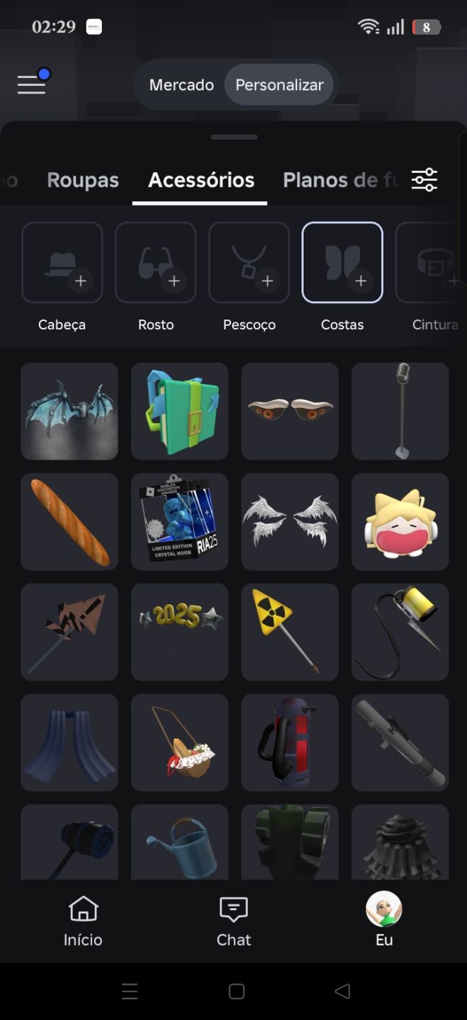 Conta de roblox boa, com bastante item e quase 500 robux