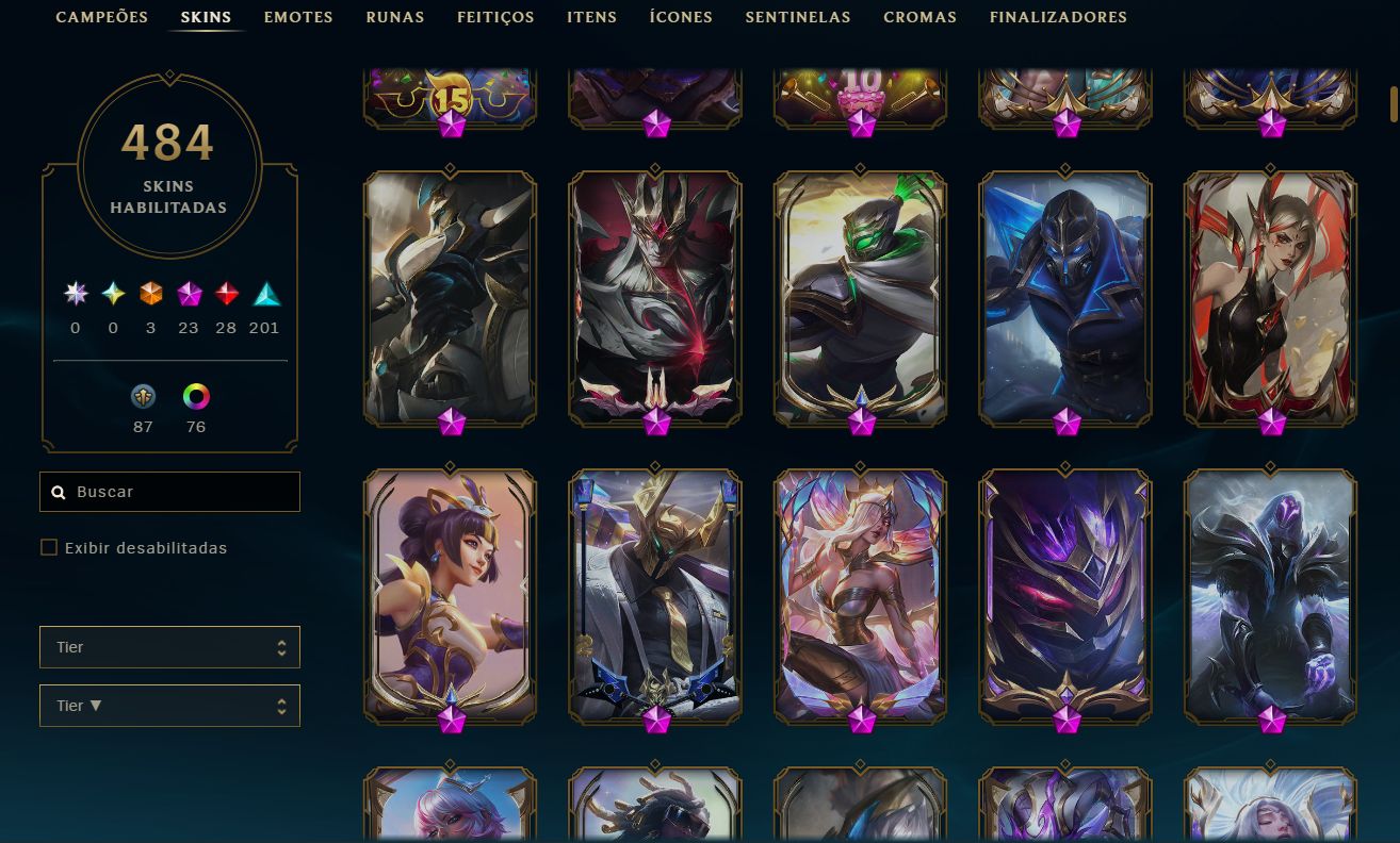 Conta Nível 766 - Platina IV Solo/Platina III Flex - 484 Skins