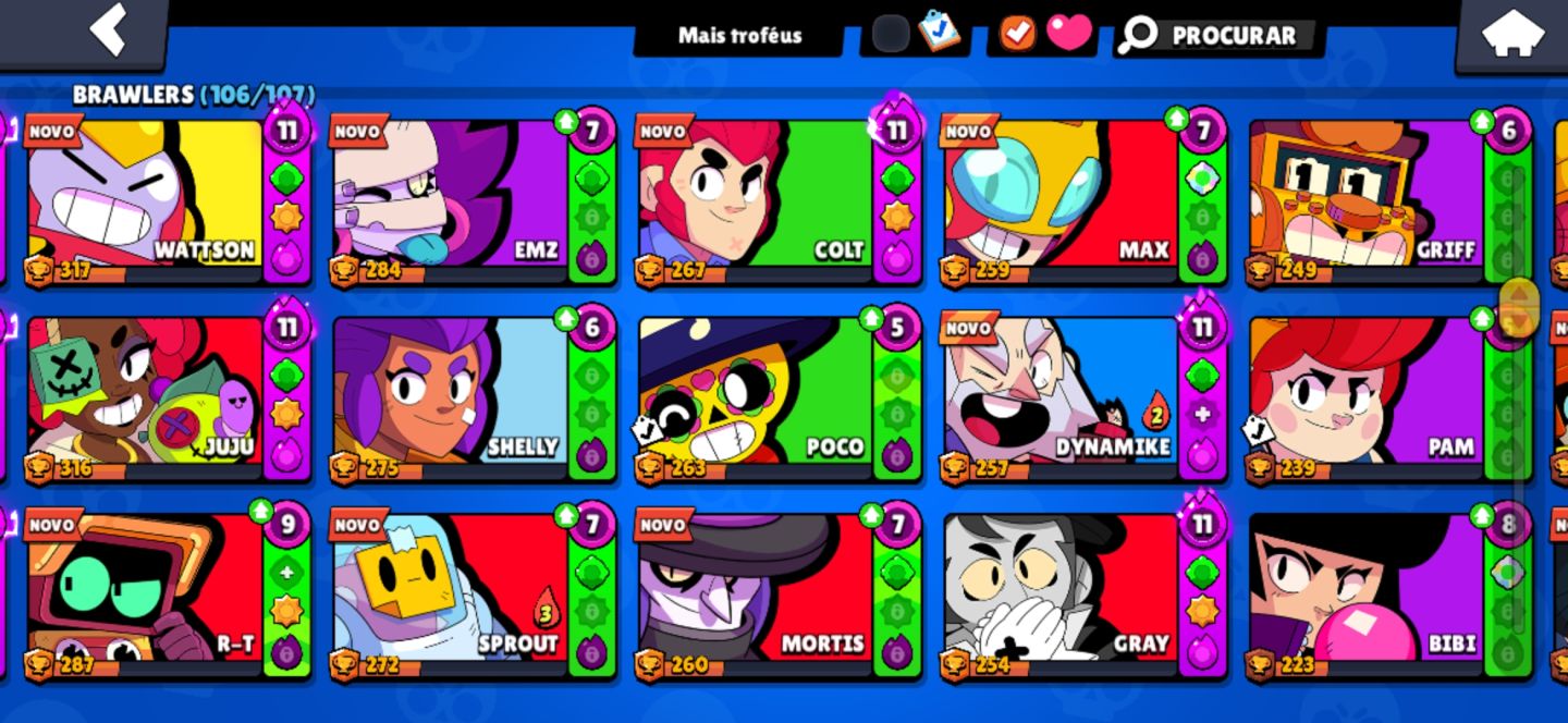 CONTA BRAWL STARS COMPLETA | 265 SKINS + 35 HIPERCARGAS + 32K TROFÉUS