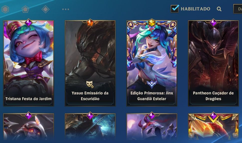 Conta WR 106 Skins + 6 Gloriosas Season 1 - Todas Lendárias + Jinx Guardiã Estel