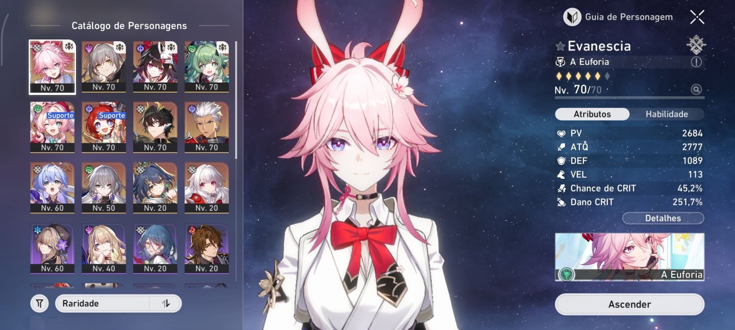 Conta Honkai - Pity 77 (Garantido) | Evanescia + Cone, Archer, Sparkle e mais!