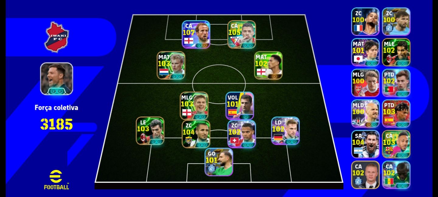 Conta eFootball Força Coletiva 3185 Conta muito completa, com elenco forte