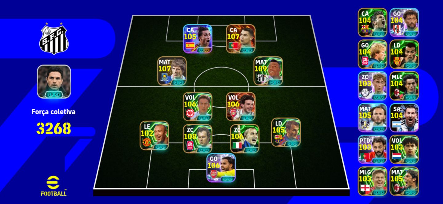 CONTA eFOOTBALL 2026 3268 FORÇA COLETIVA | ELENCO 109+