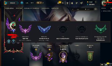 CONTA LEAGUE OF LEGENDS MESTRE 200PDL / 593 SKINS / CAMPEÃ PRIMEIRO CLASH