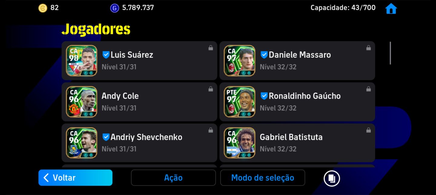 Conta Topzinha Efootball Mobile