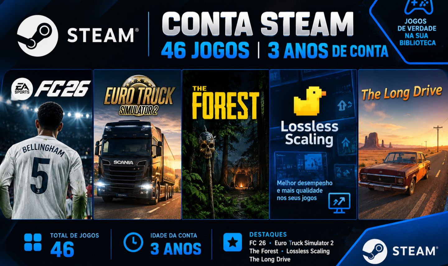 Conta steam com FC26 e + 4 jogos pagos