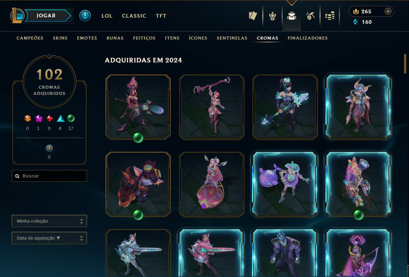 Conta Lol Feminina Desde 2014, Main Sup e Adc, Skins Fofas, valor negociável