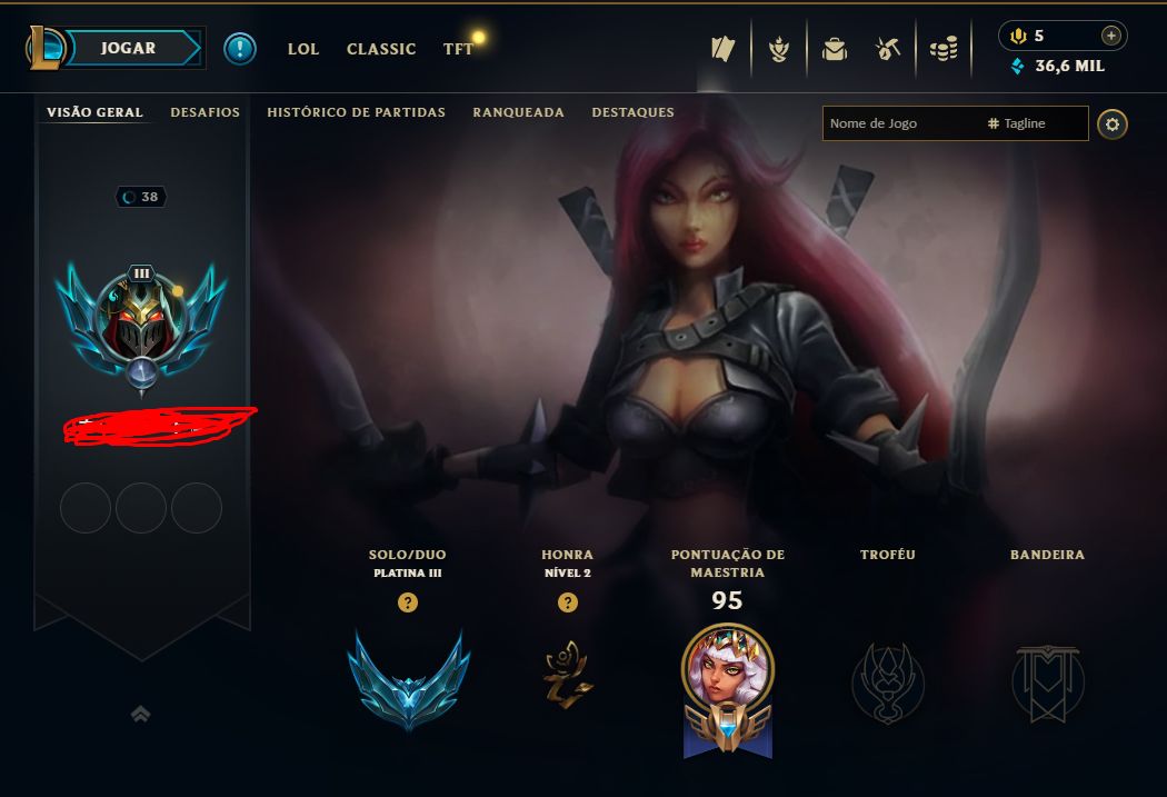 CONTA LOL PLATINA 3 81 PDL | +30 LP POR VITÓRIA | UPADA À MÃO |
