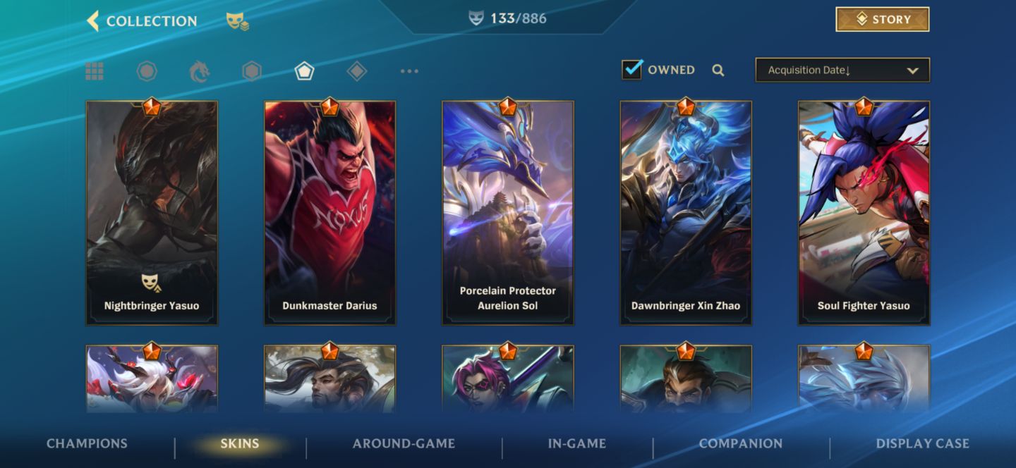 Conta lv164, grão mestre c 133 SKINS.