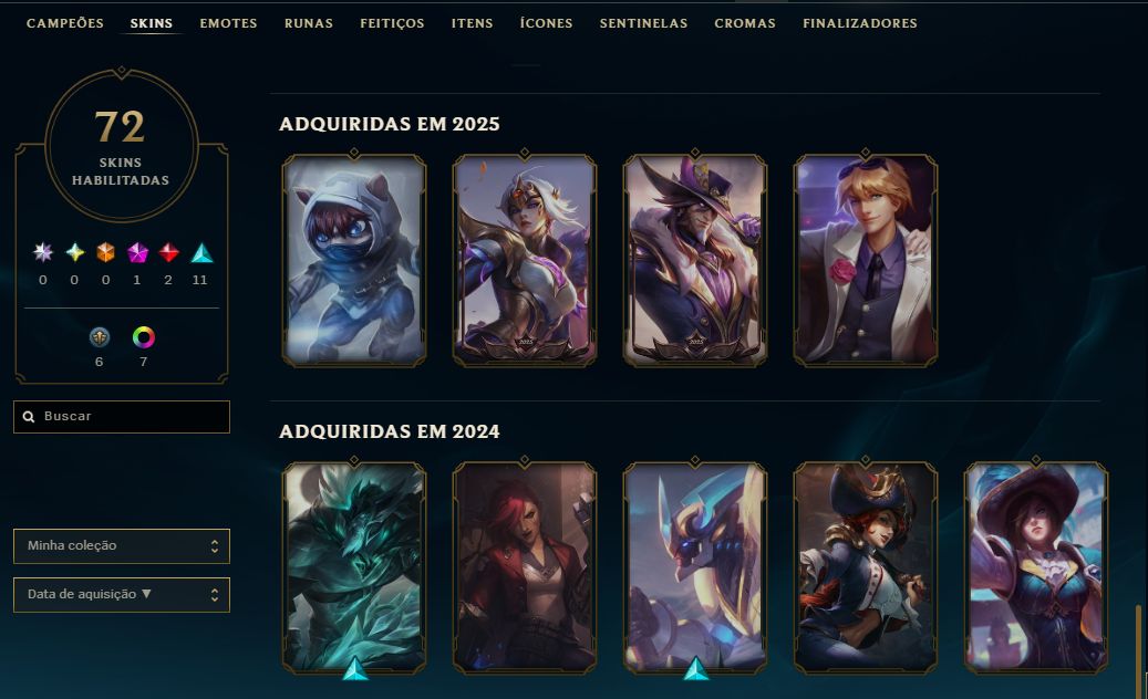 [Entrega Automática] Lol Prata, 72 Skins, Skins Mítica e Lendária, 28K Ea, Lvl69