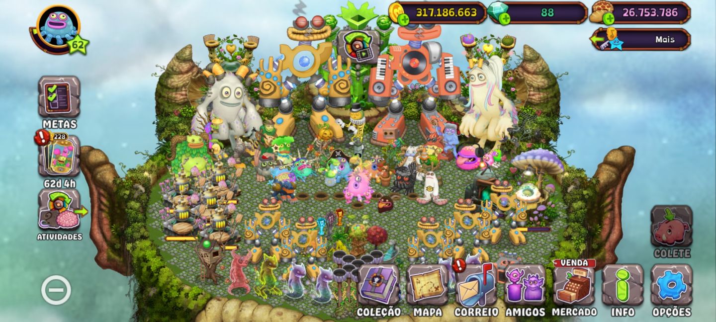 My singing monsters - Lvl 62 focada em farm gold / Diamond