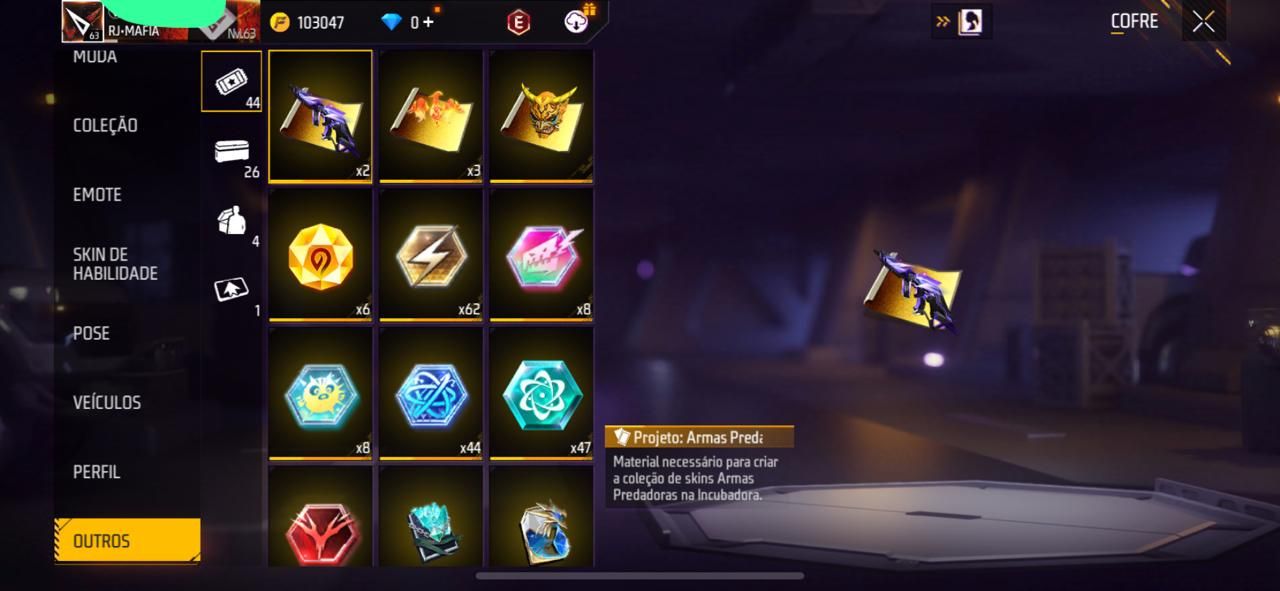 CONTA FREE FIRE GEMADA LVL 64