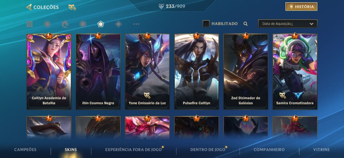 Conta wild rift, todos os campeos, 45k de coleção de skin