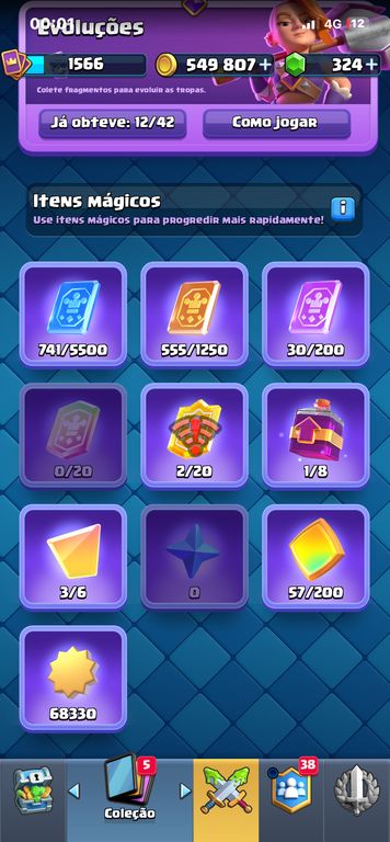 CONTA CLASH ROYALE 10.030 TROFÉUS | QUASE TODAS AS CARTAS | 12 EVOLUÇOES