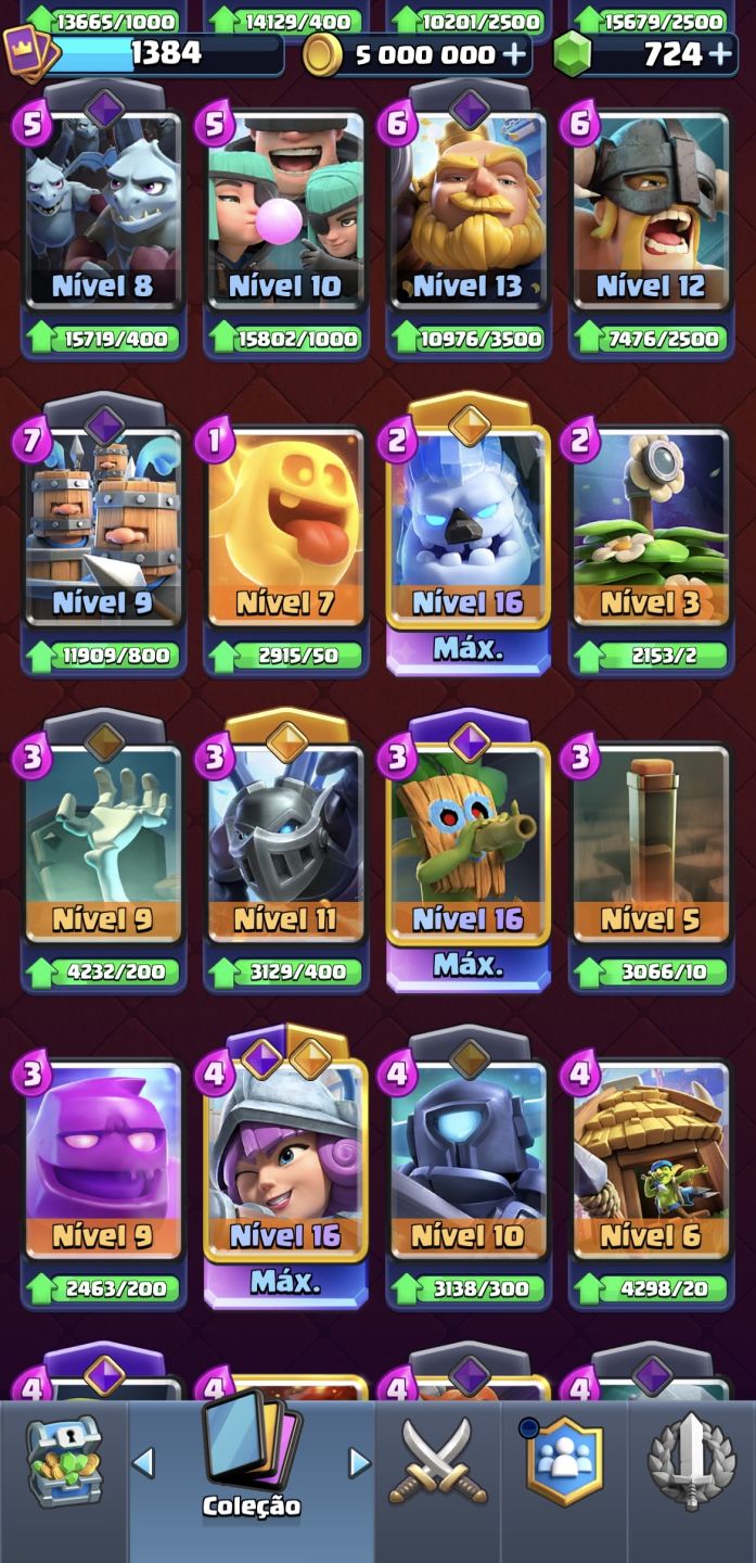 Conta Clash Royale criada desde 2016 e nível máximo