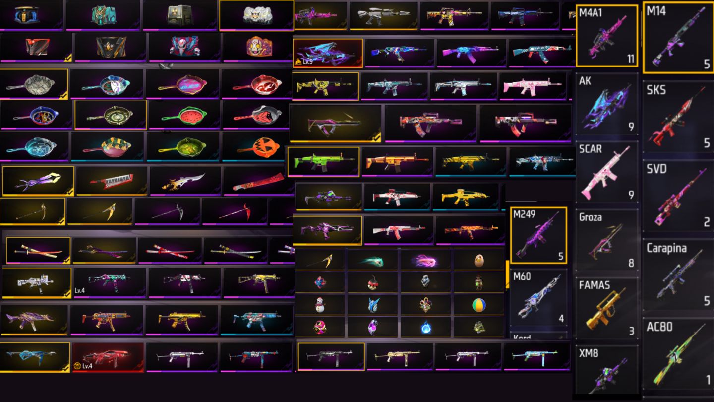 CONTA FREE FIRE ANTIGA COM 4 ANGELICAIS, ARMAS DE EVOLUCAO E MAIS