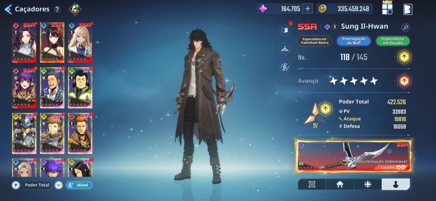 Solo leveling: 156 Nivel, 169k de núcleo modo história apenas 18%