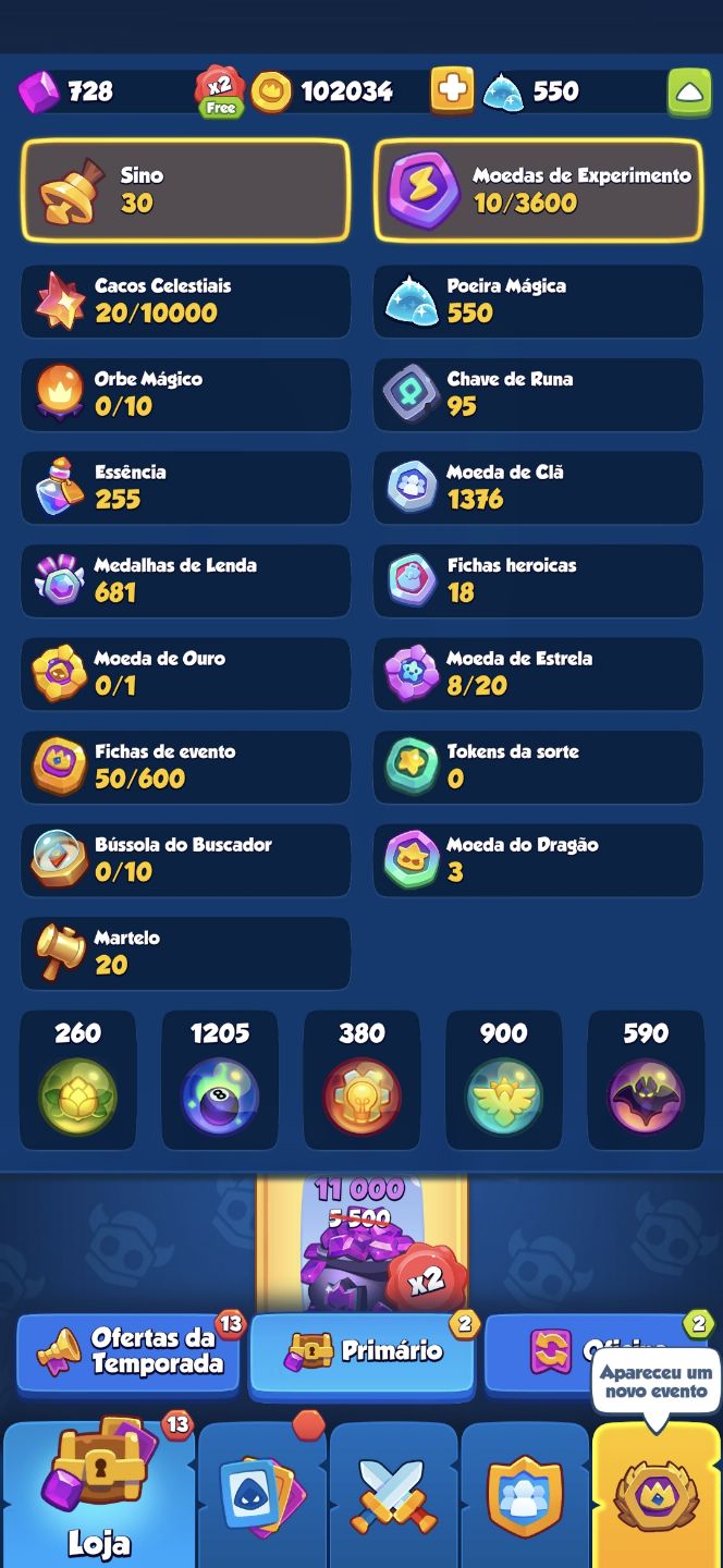 CONTA Rush Royale 2771% de critico panda full e lutador full
