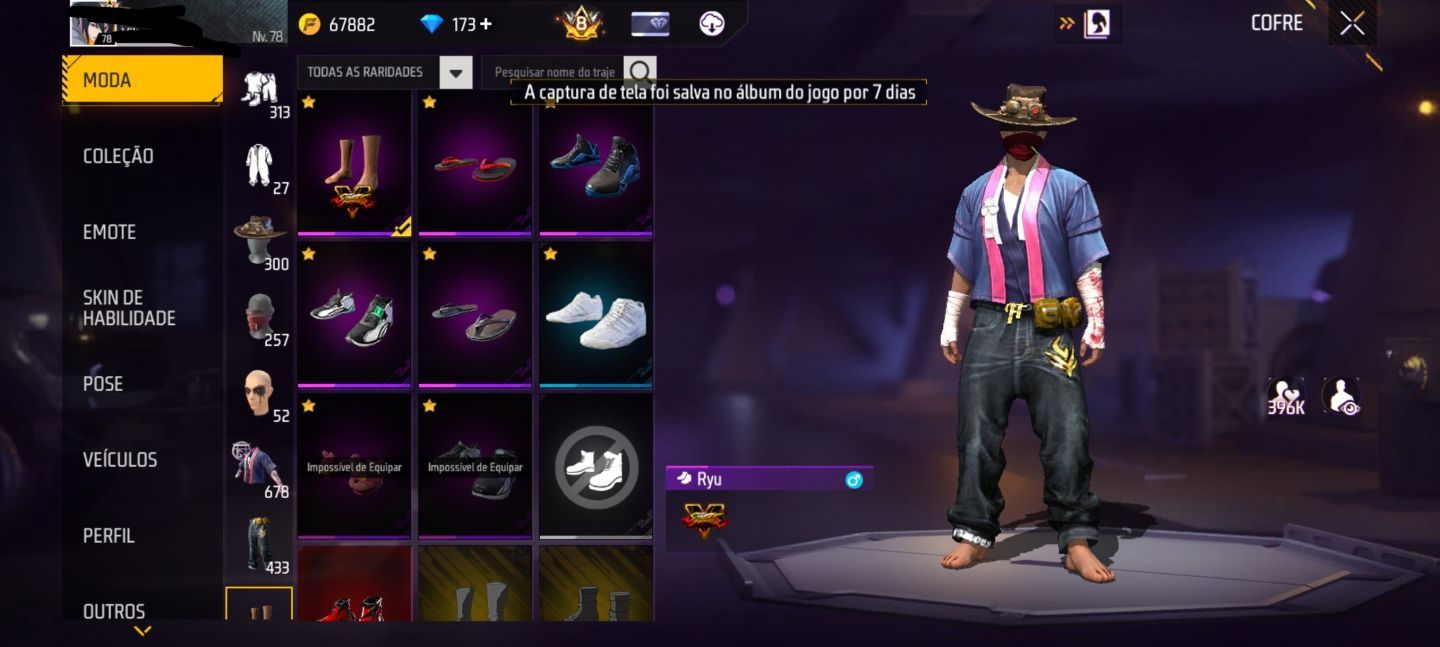 CONTA DE FREE FIRE (FF) SEMI FULL PASSE COM RAGNAROK E PÉ DESCALÇO
