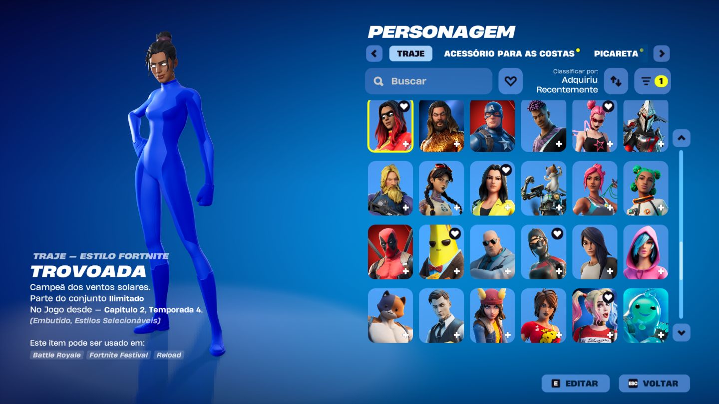 CONTA DE FORTNITE COM 122 SKINS E PICARETA MACHADO DOCE / CONTA MUITO BOA!!!