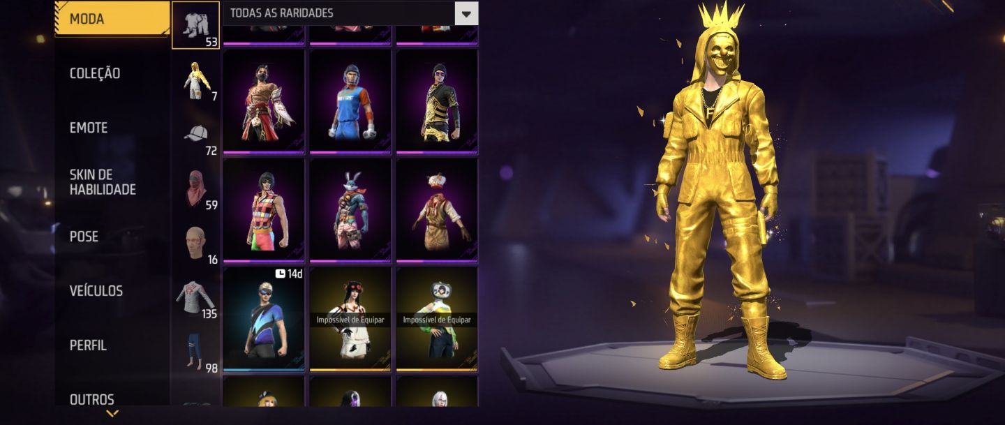 CONTA FREE FIRE COMPLETA E MUITO BEM RECHEADA! Bem gemada
