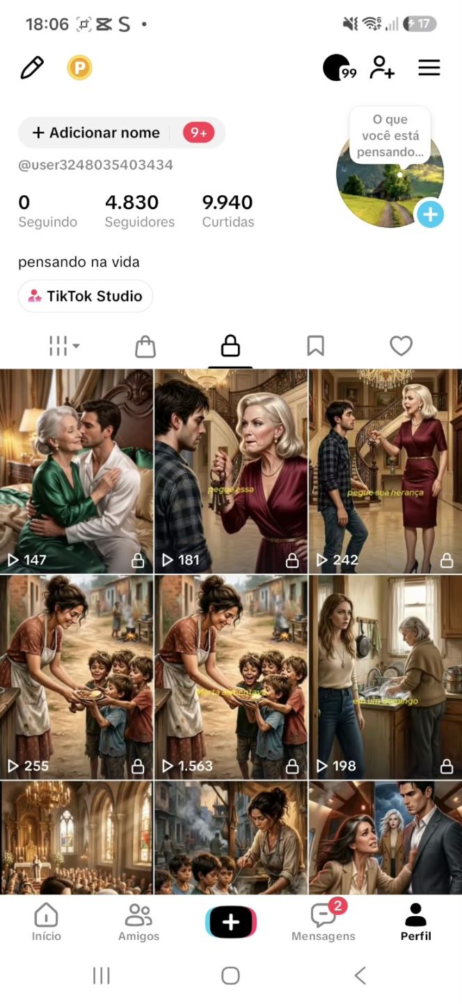 CONTA TIKTOK 4,8K SEGUIDORES, SHOP APROVADO | NICHO NOVELAS | SEM DOC | LIVE CEL