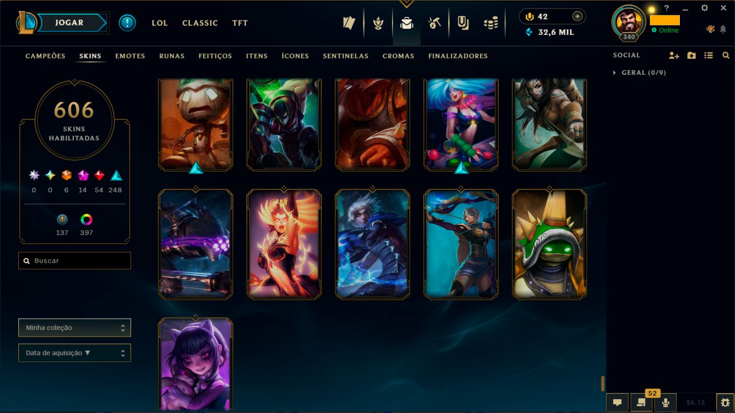 CONTA BR (Desde 2012) | RAMMUS REI (Beta BR) | 606 SKINS | TODOS OS CAMPEÕES
