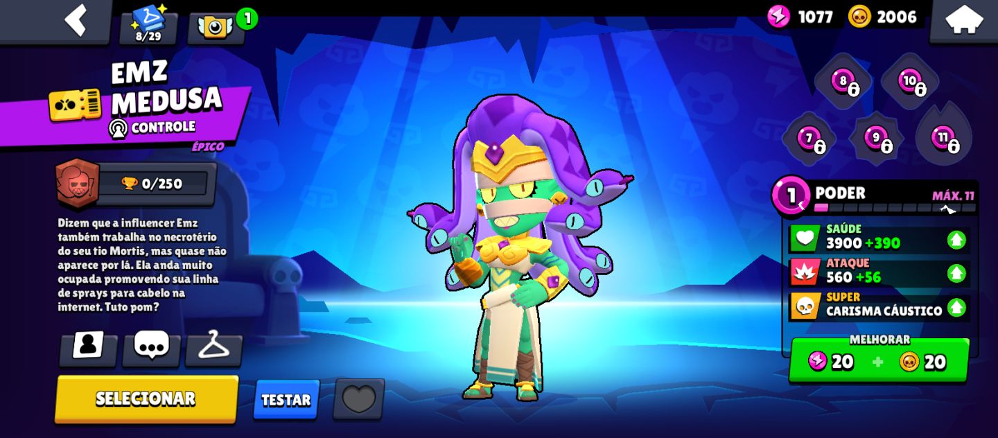 Conta de brawl stars com 2500 troféus skin lendária e muito mais