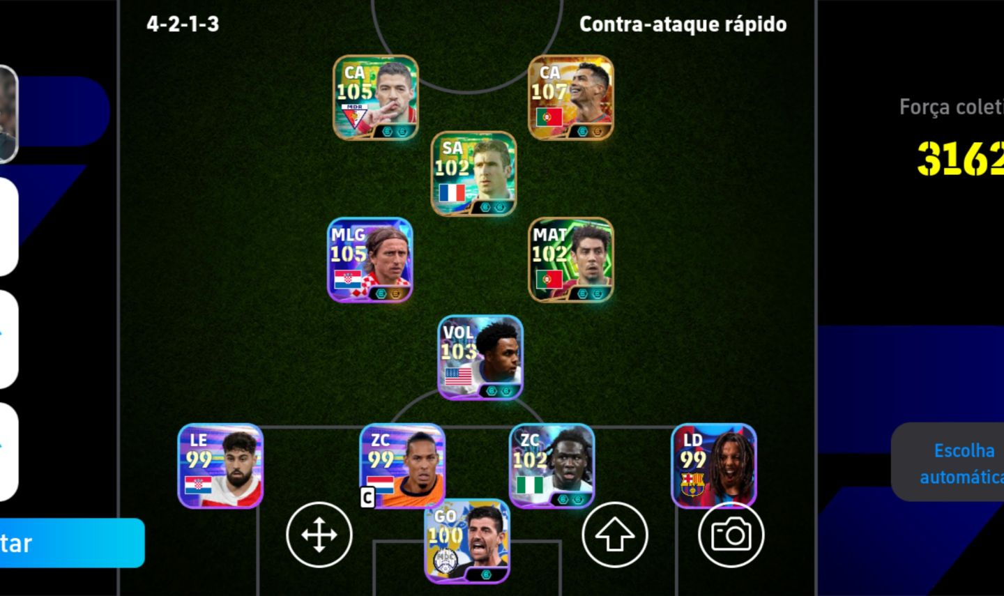 Conta EFOOTBALL 3150 DE FORCA COM CR7 BIGTIME E MODRIC SHOWTIME