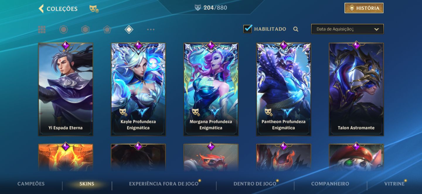 Conta antiga com vários itens e ícones! Rankeds gm em quase tudo, 1 challenger