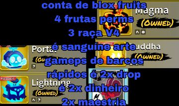 CONTA DE BLOX FRUITS 4 FRUTAS PERMS 2X DROP BARCOS RÁPIDOS 2X DINHEIRO